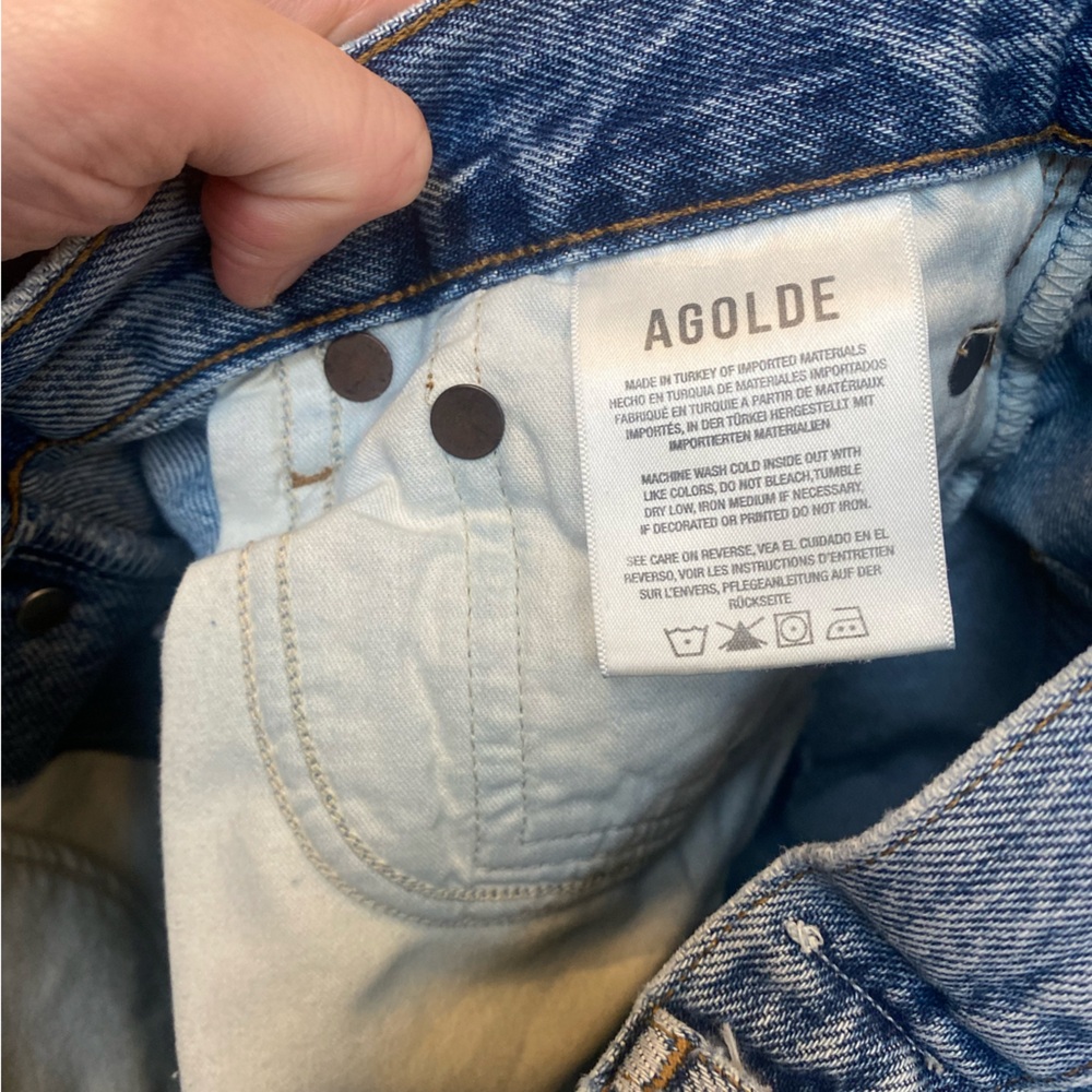Agolde Reese Medium Wash Cotton High rise jean shorts - Picture 6 of 7